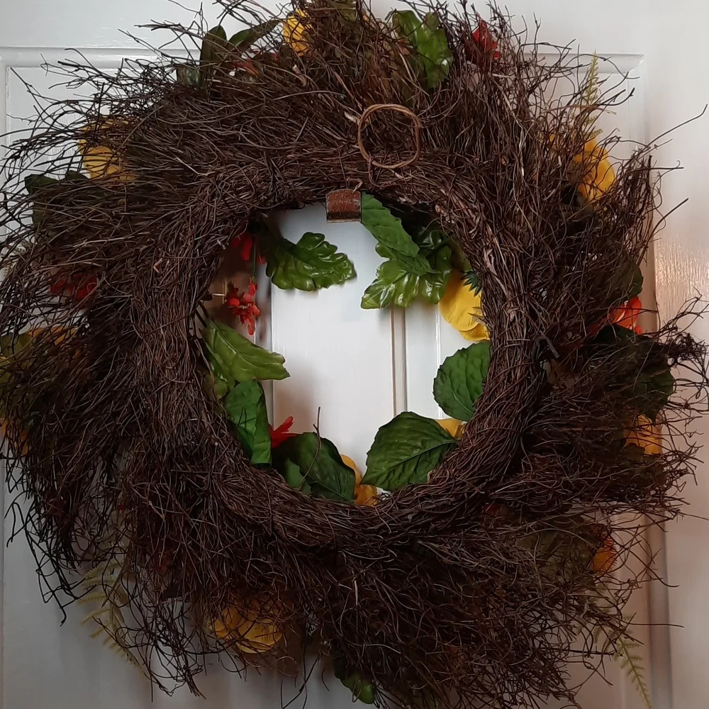 Wreath Yellow Renunculas Silk Artificial Flower Indoor Outdoor Door Wall Decor
